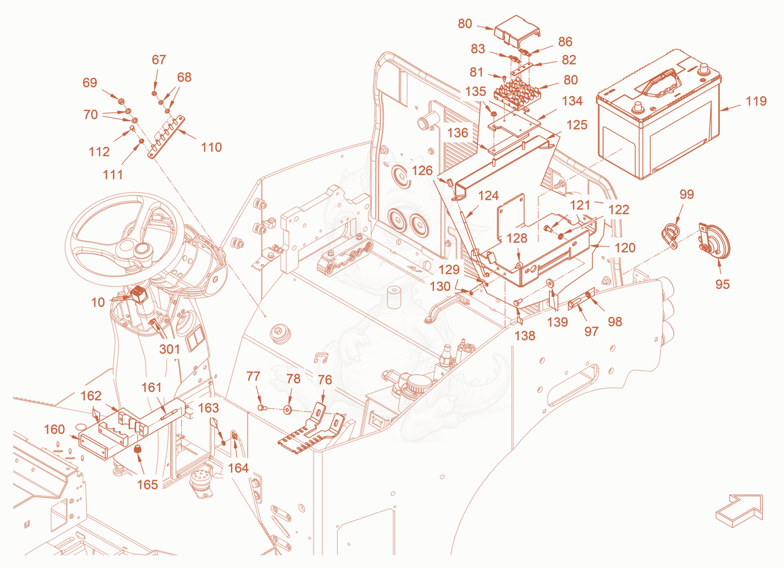 Exploded parts diagram of the electrical system of a Wacker Neuson RD28-120DPF, with numbered balloons