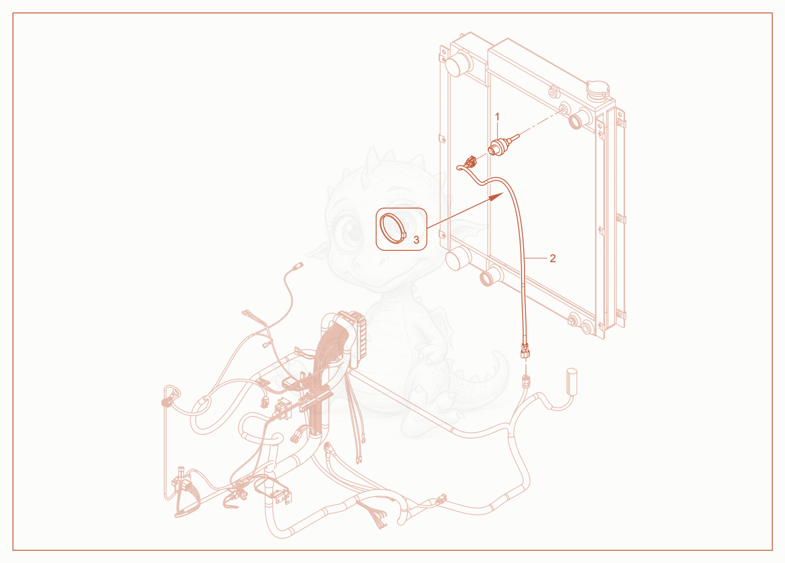 Exploded parts diagram of the Low Coolant Shutdown of a Wacker Neuson G14, with numbered balloons