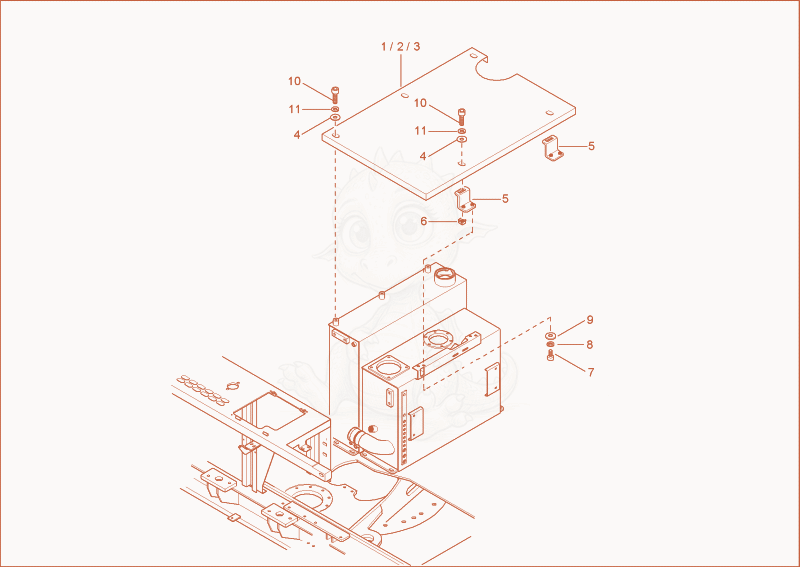 Exploded parts diagram of the tank cover of a Wacker Neuson 6002RD, with numbered balloons