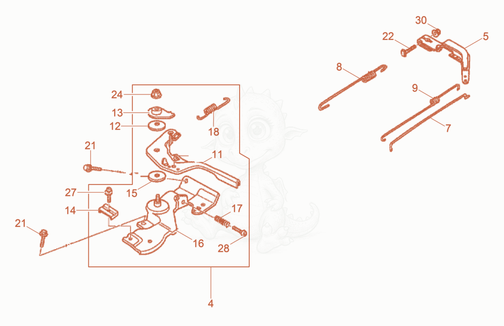 Despiece del Governor de una máquina Wacker Neuson VP2050AWUS, con globos numerados
