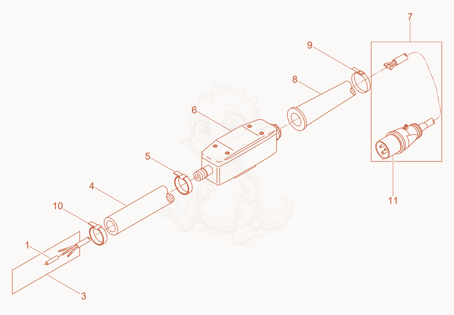 Exploded parts diagram of the Hose Connection cpl. of a Wacker Neuson IREN3810MGV, with numbered balloons