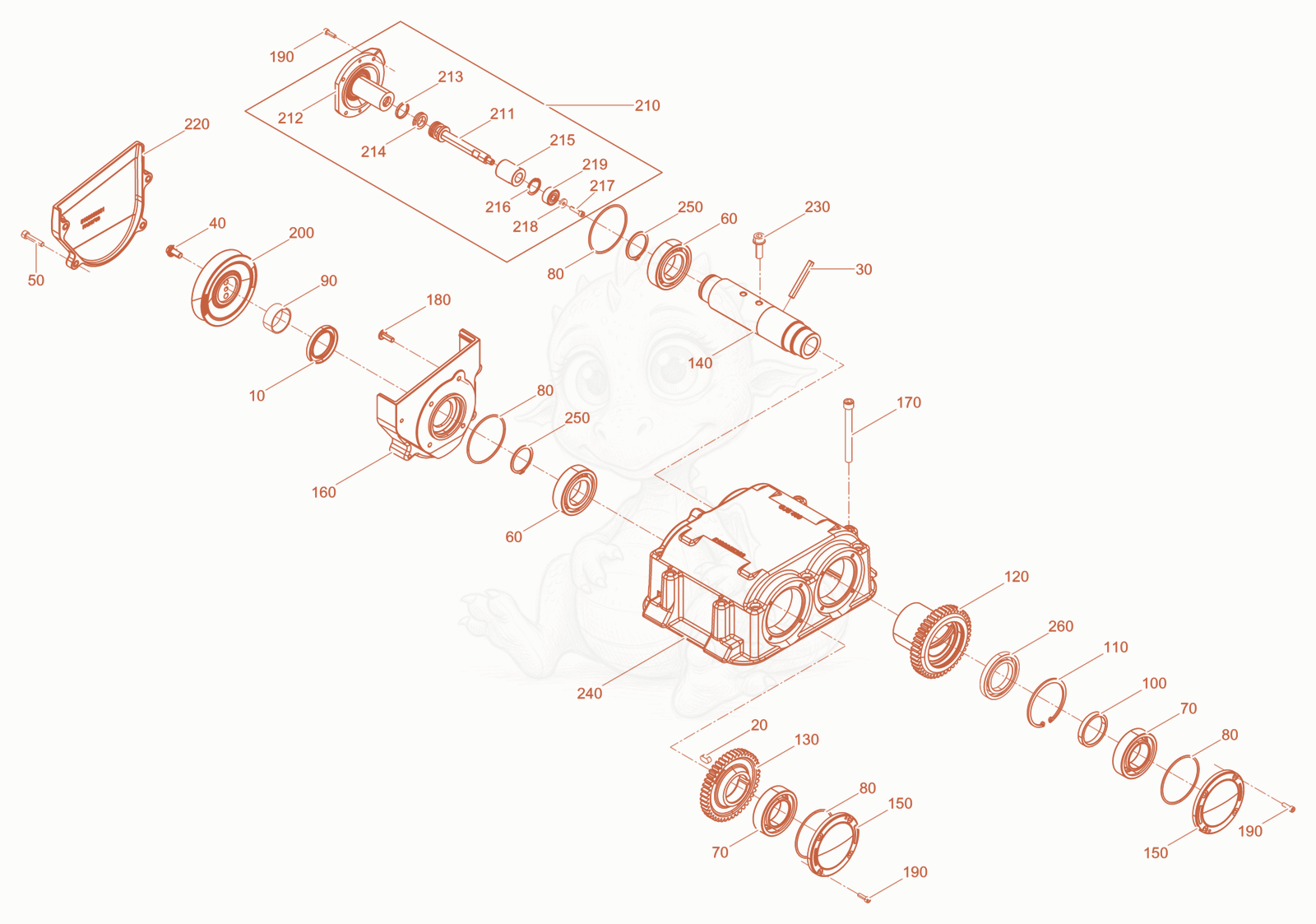 Exploded parts diagram of the Exciter basis of a Wacker Neuson DPU5260HEHP, with numbered balloons