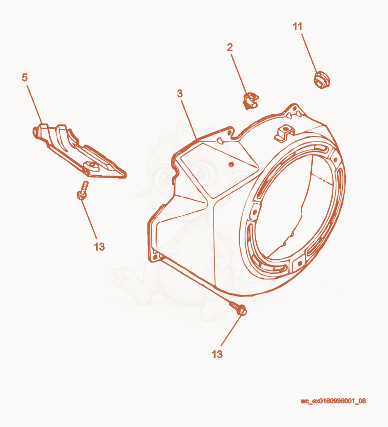 Exploded parts diagram of the Blower Housing of a Wacker Neuson GP6600A, with numbered balloons
