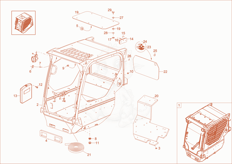 Exploded parts diagram of the CABIN (OPTION) of a Wacker Neuson ST35(S04-02), with numbered balloons