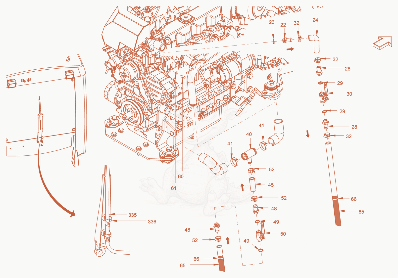 Exploded parts diagram of the Cabin-Heating of a Wacker Neuson RD45-140, with numbered balloons