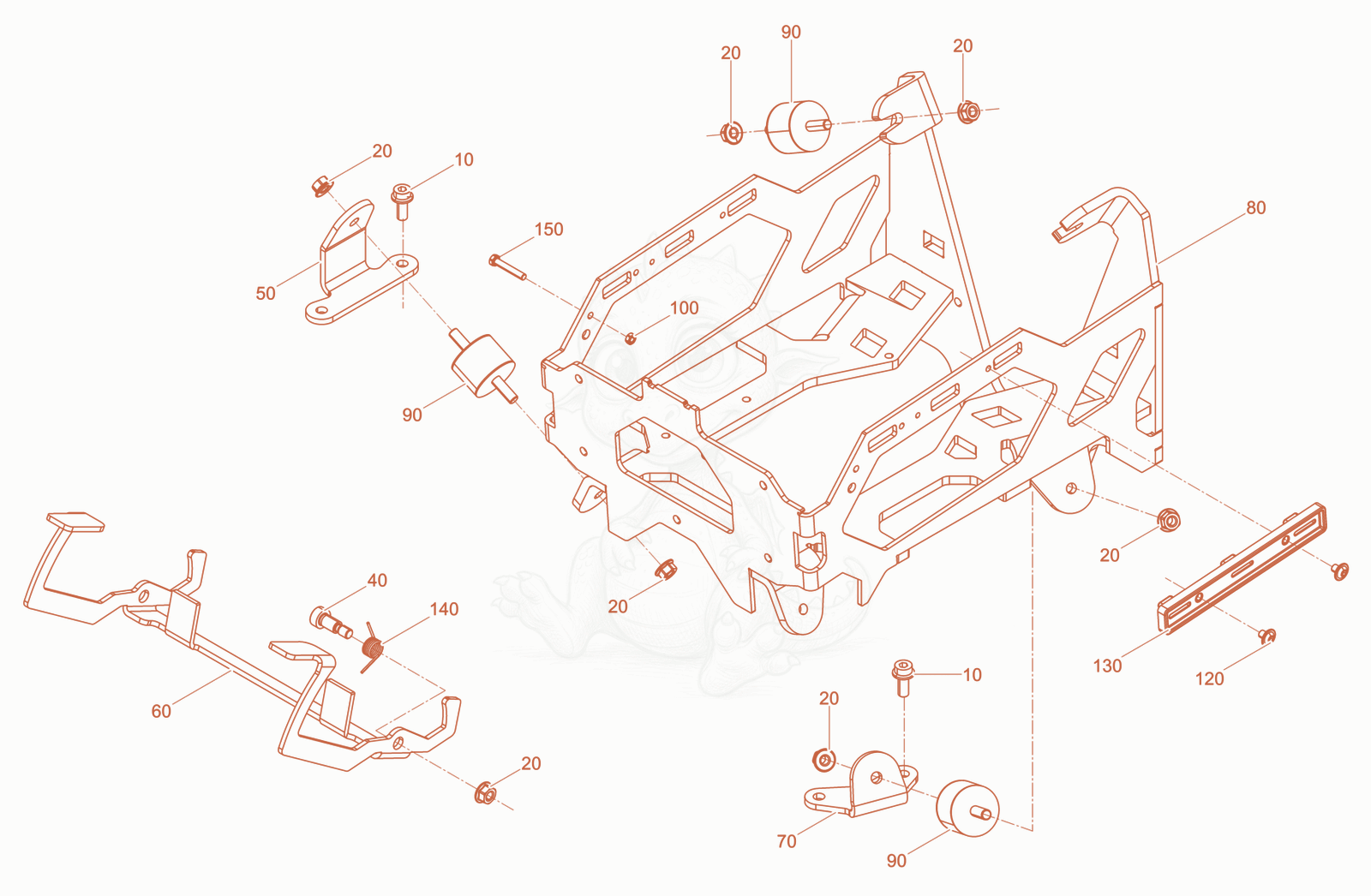 Despiece del Battery holder cpl. de una máquina Wacker Neuson APUKMAT, con globos numerados