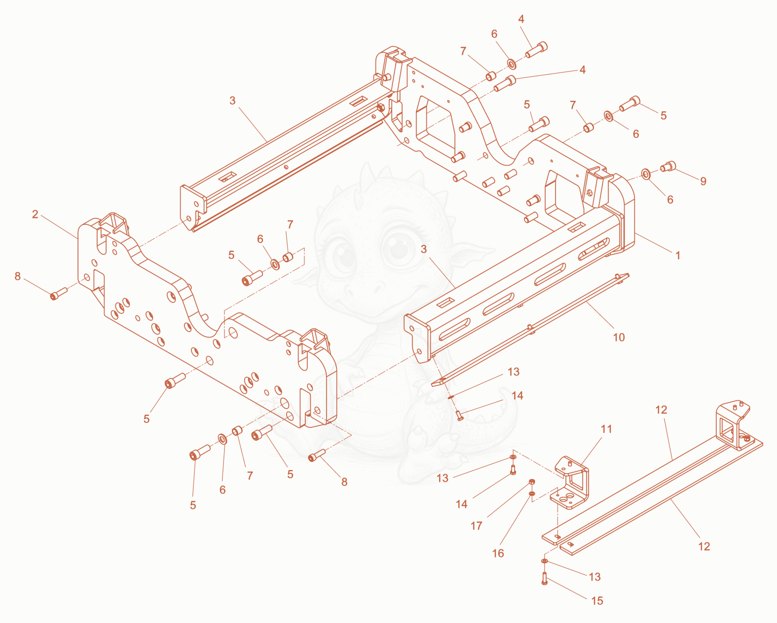 Exploded parts diagram of the Side plate cpl. of a Wacker Neuson RD10YEHFLRC, with numbered balloons