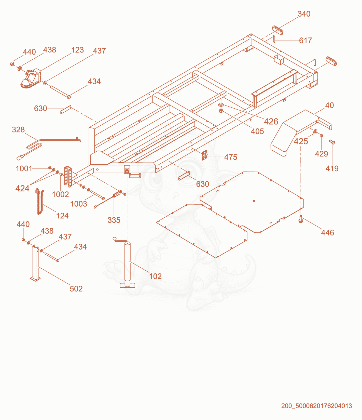 Exploded parts diagram of the Coupler Hitch cpl. of a Wacker Neuson E3000ES, with numbered balloons