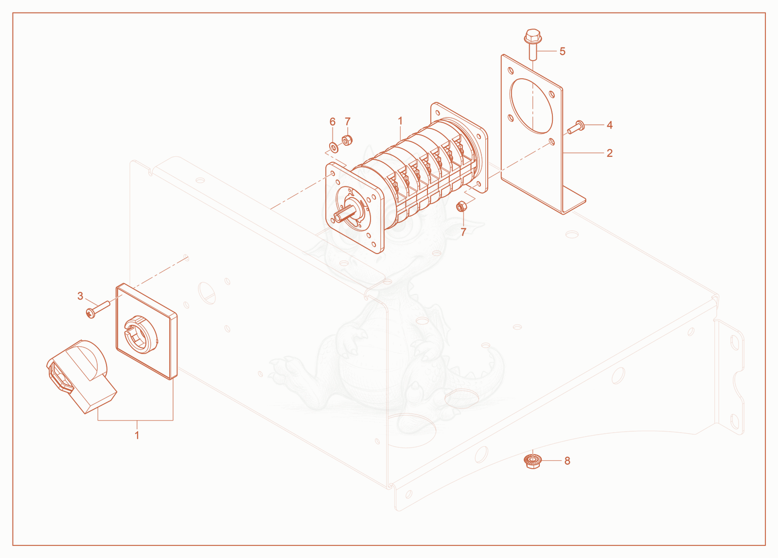 Exploded parts diagram of the Phase Switch of a Wacker Neuson G35, with numbered balloons