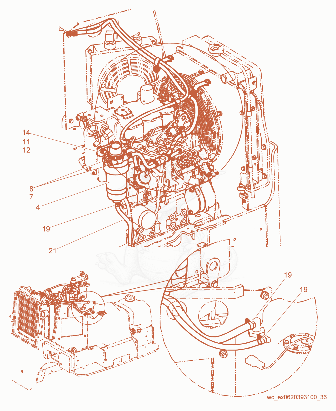 Exploded parts diagram of the Fuel System of a Wacker Neuson RD27-120, with numbered balloons