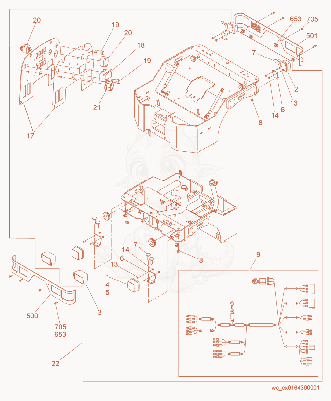 Exploded parts diagram of the Lights Kit of a Wacker Neuson RD16-100, with numbered balloons