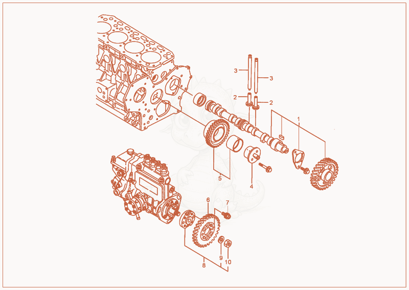 Exploded parts diagram of the CAMSHAFT of a Wacker Neuson 5001, with numbered balloons