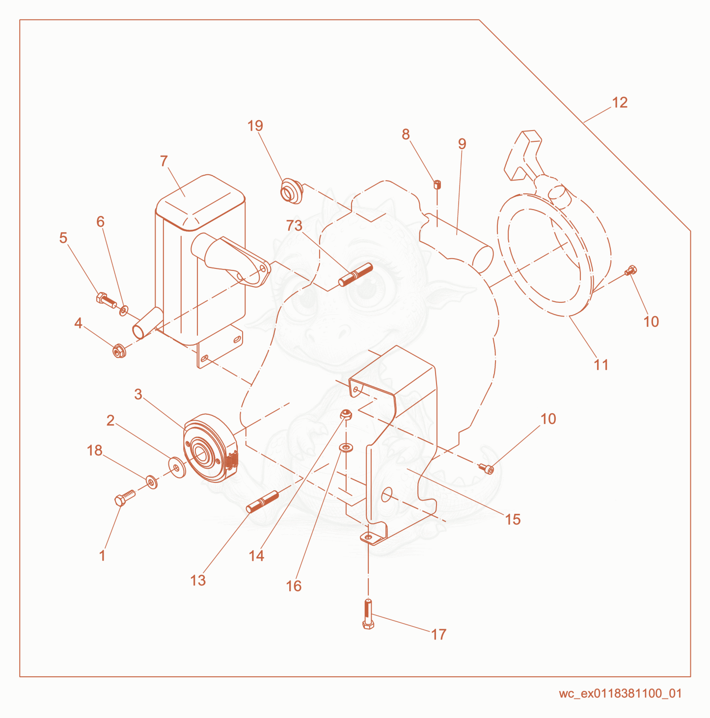 Exploded parts diagram of the Diesel Engine cpl. of a Wacker Neuson DS720, with numbered balloons