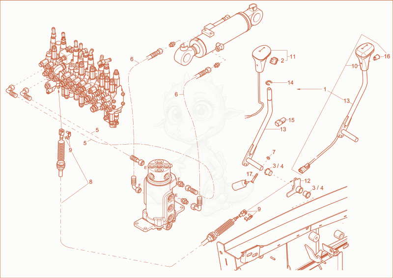 Despiece del DOZER BLADE OPERATION de una máquina Wacker Neuson EZ28, con globos numerados
