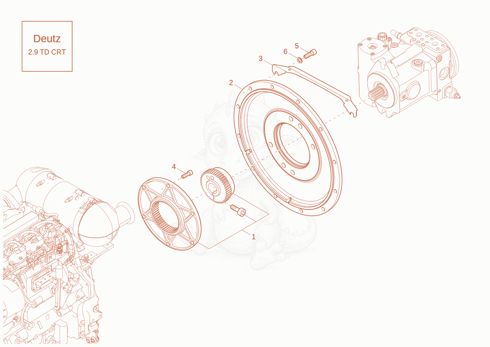 Exploded parts diagram of the HYDRAULIC PUMP DRIVE of a Wacker Neuson DV100-2, with numbered balloons
