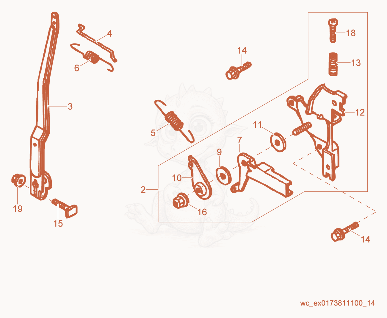 Exploded parts diagram of the Throttle Control of a Wacker Neuson BV50A-P, with numbered balloons