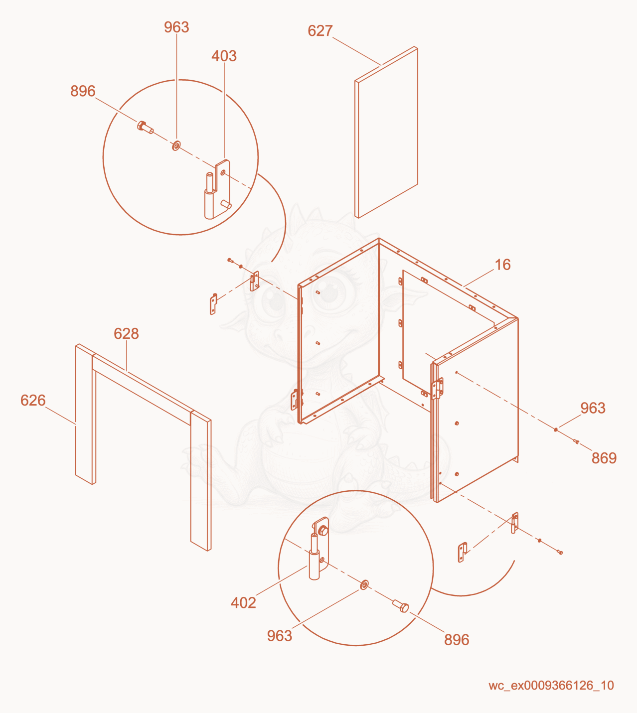 Exploded parts diagram of the Front Enclosure cpl. of a Wacker Neuson G70, with numbered balloons