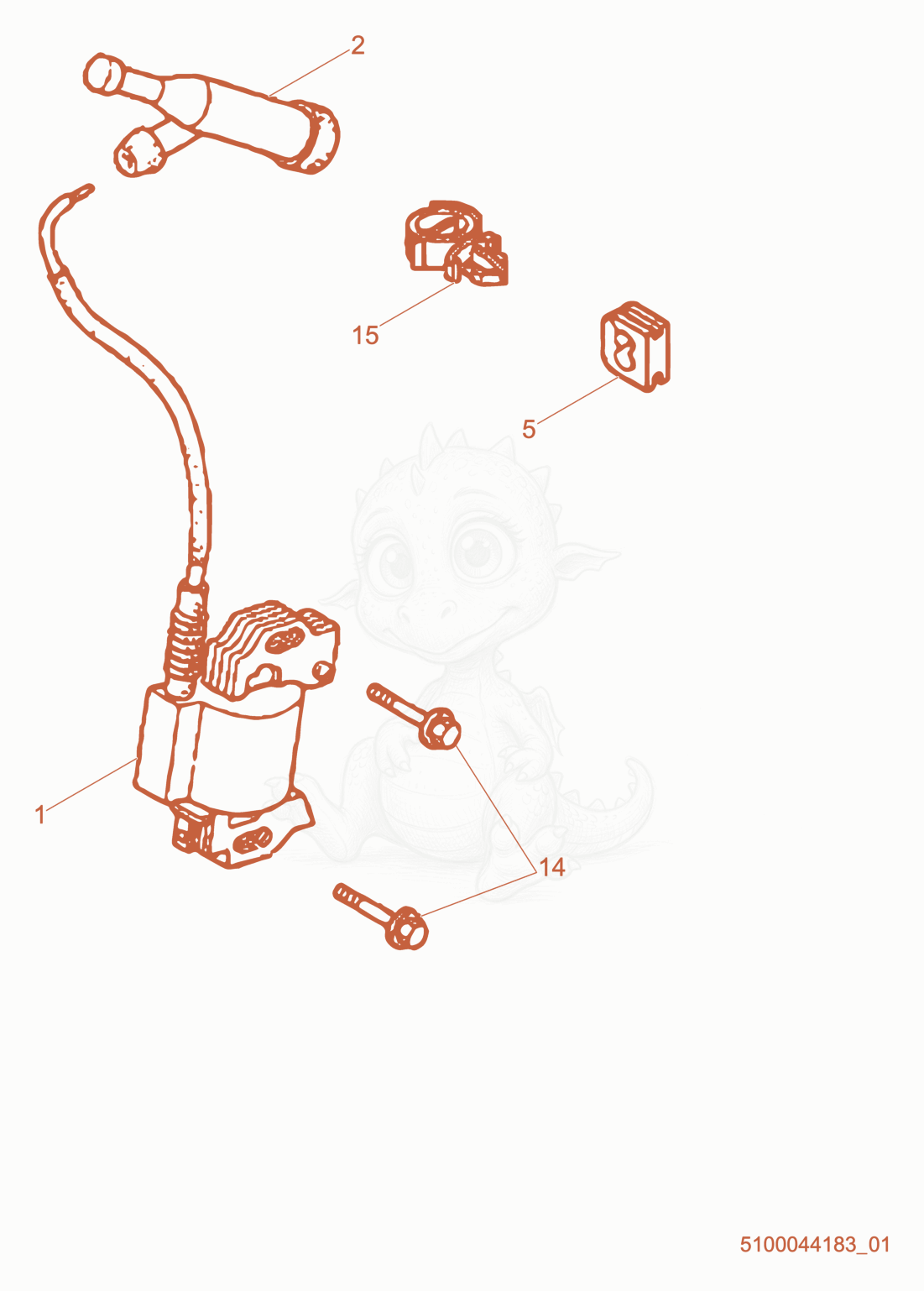 Exploded parts diagram of the Ignition Coil of a Wacker Neuson GP5600A, with numbered balloons