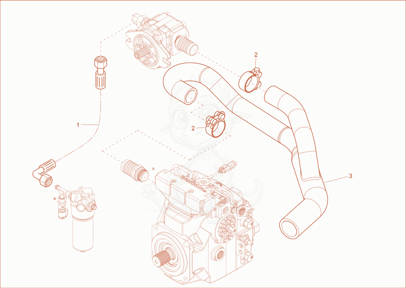 Exploded parts diagram of the GEAR PUMP INSTALLATION of a Wacker Neuson DW50, with numbered balloons