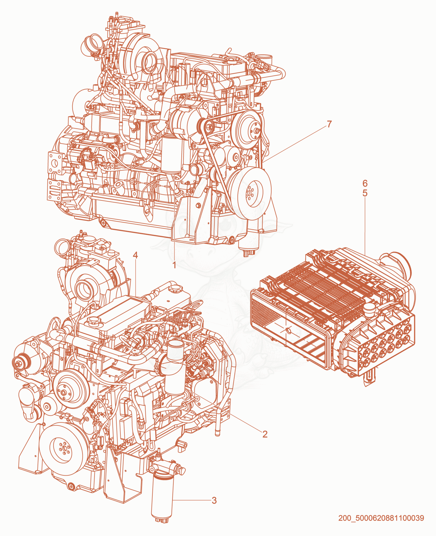 Exploded parts diagram of the Engine Service Parts of a Wacker Neuson G230, with numbered balloons
