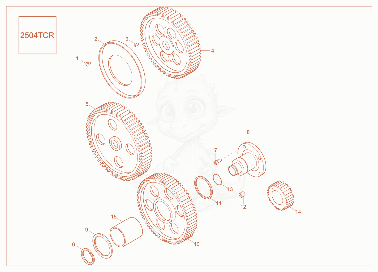 Exploded parts diagram of the Timing Gear of a Wacker Neuson ST31(S08), with numbered balloons