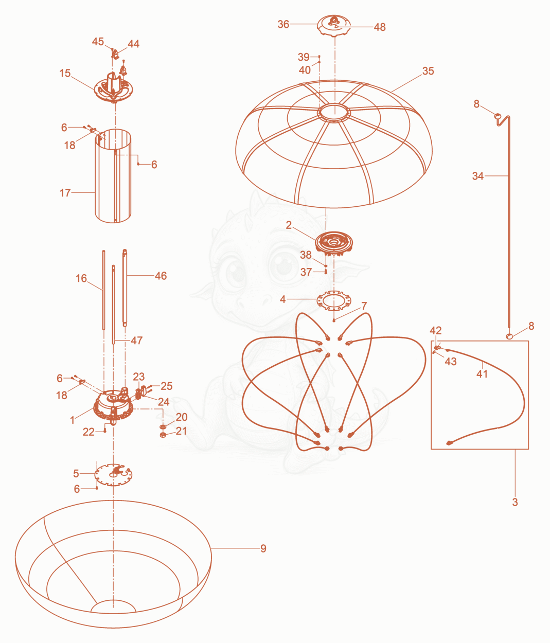 Exploded parts diagram of the Lamp mount cpl. of a Wacker Neuson LB110M/120/60US, with numbered balloons