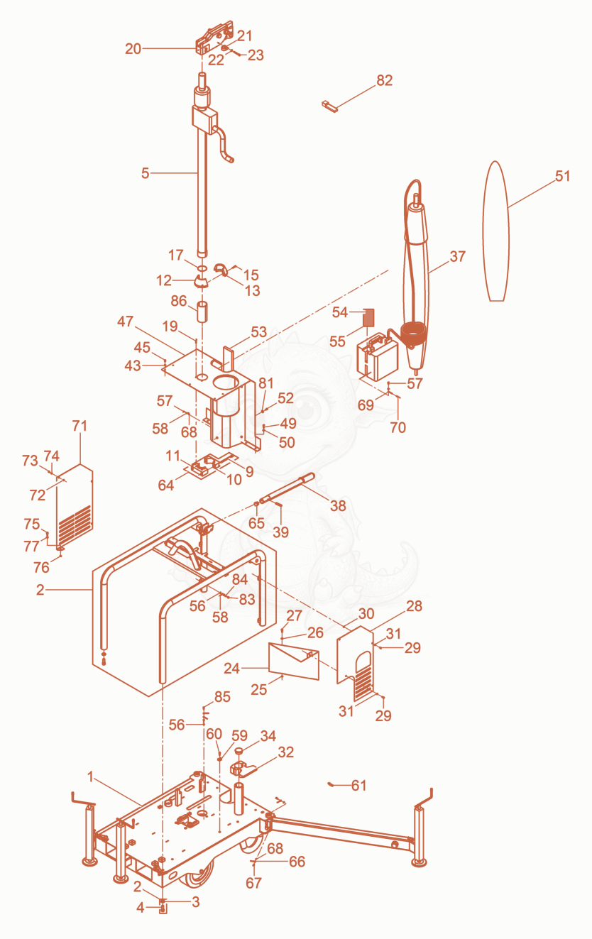 Exploded parts diagram of the Cart Transportation cpl. of a Wacker Neuson LBM1/230V, with numbered balloons