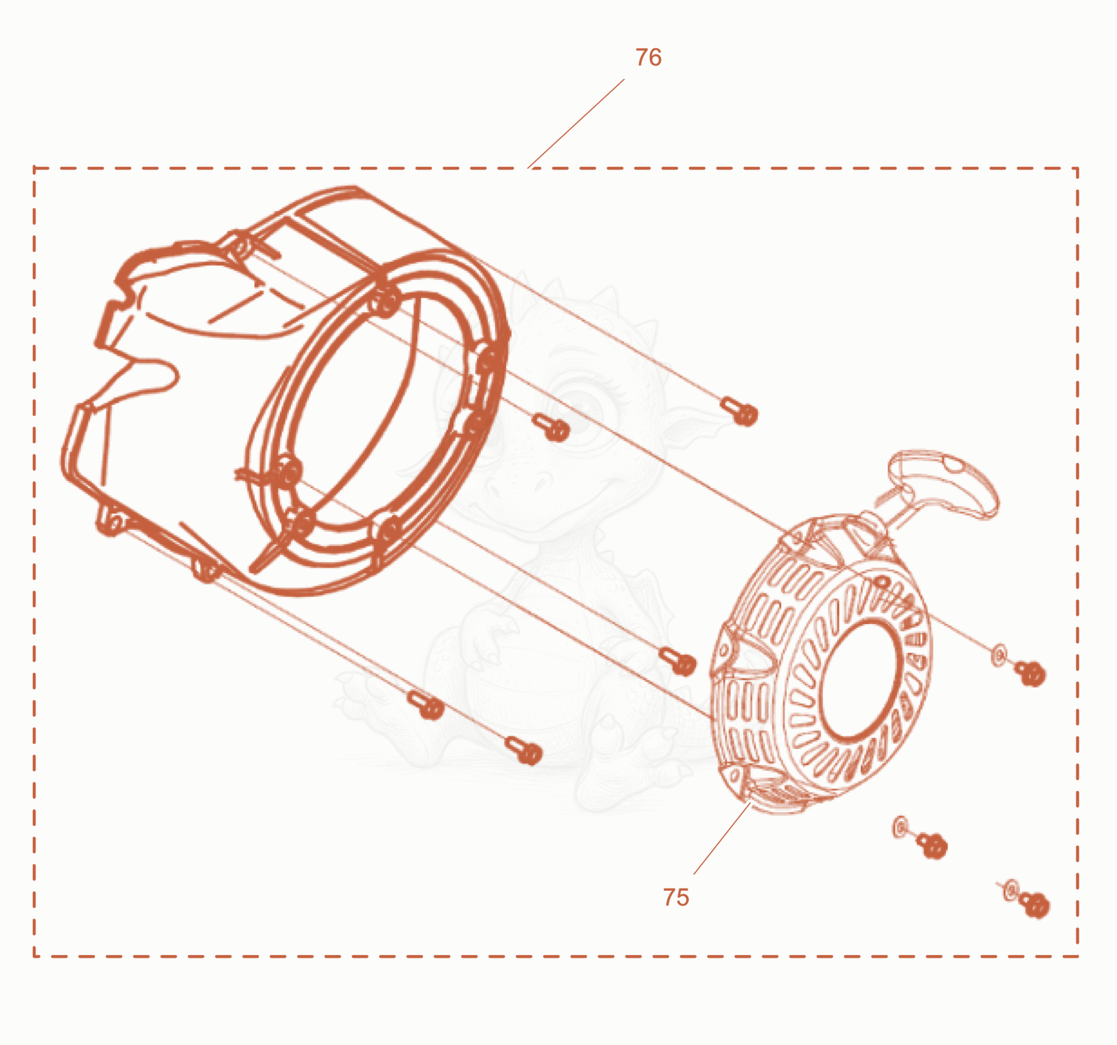 Exploded parts diagram of the Starter cpl. of a Wacker Neuson GB6000GCE, with numbered balloons