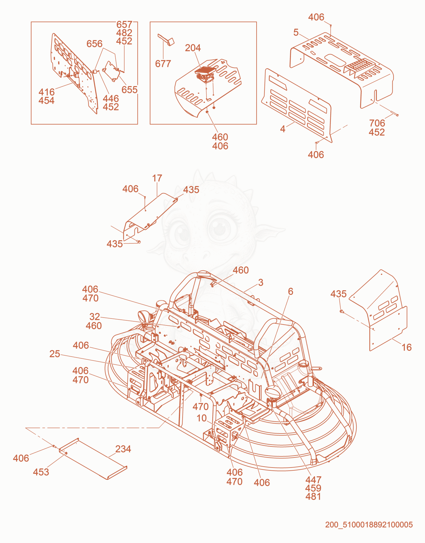 Exploded parts diagram of the Panel cpl. of a Wacker Neuson CRT48-57K-MS, with numbered balloons