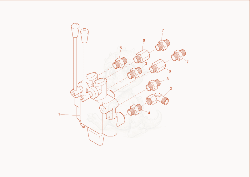 Exploded parts diagram of the operating valve 1 of a Wacker Neuson 1001, with numbered balloons