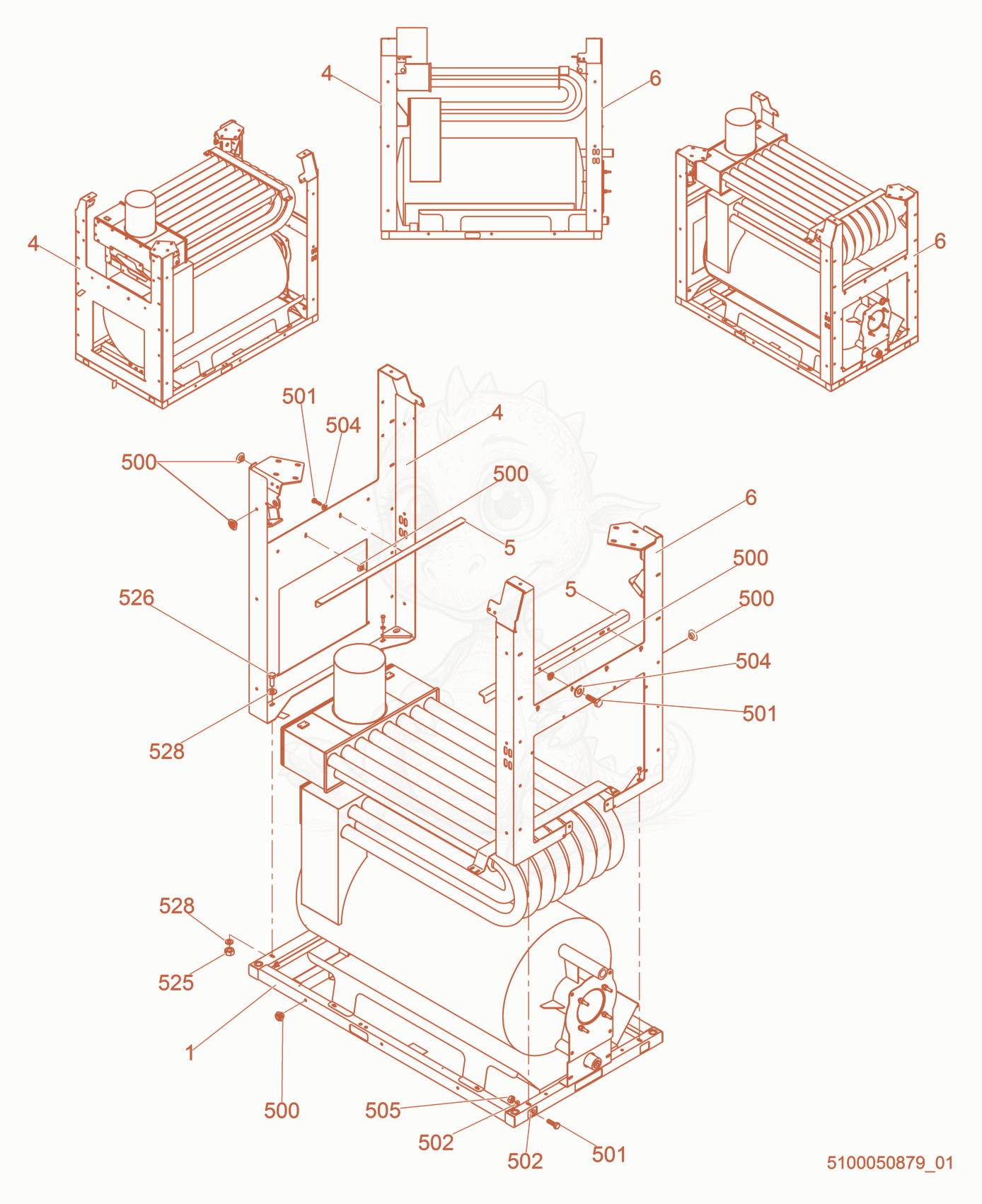 Exploded parts diagram of the Heater cpl. of a Wacker Neuson HI1000, with numbered balloons