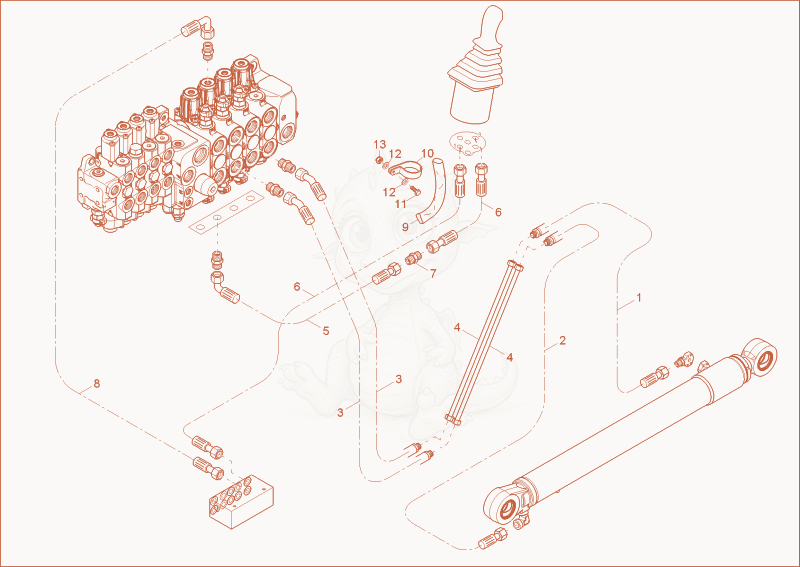 Exploded parts diagram of the DIPPER ARM OPERATION of a Wacker Neuson 9503, with numbered balloons