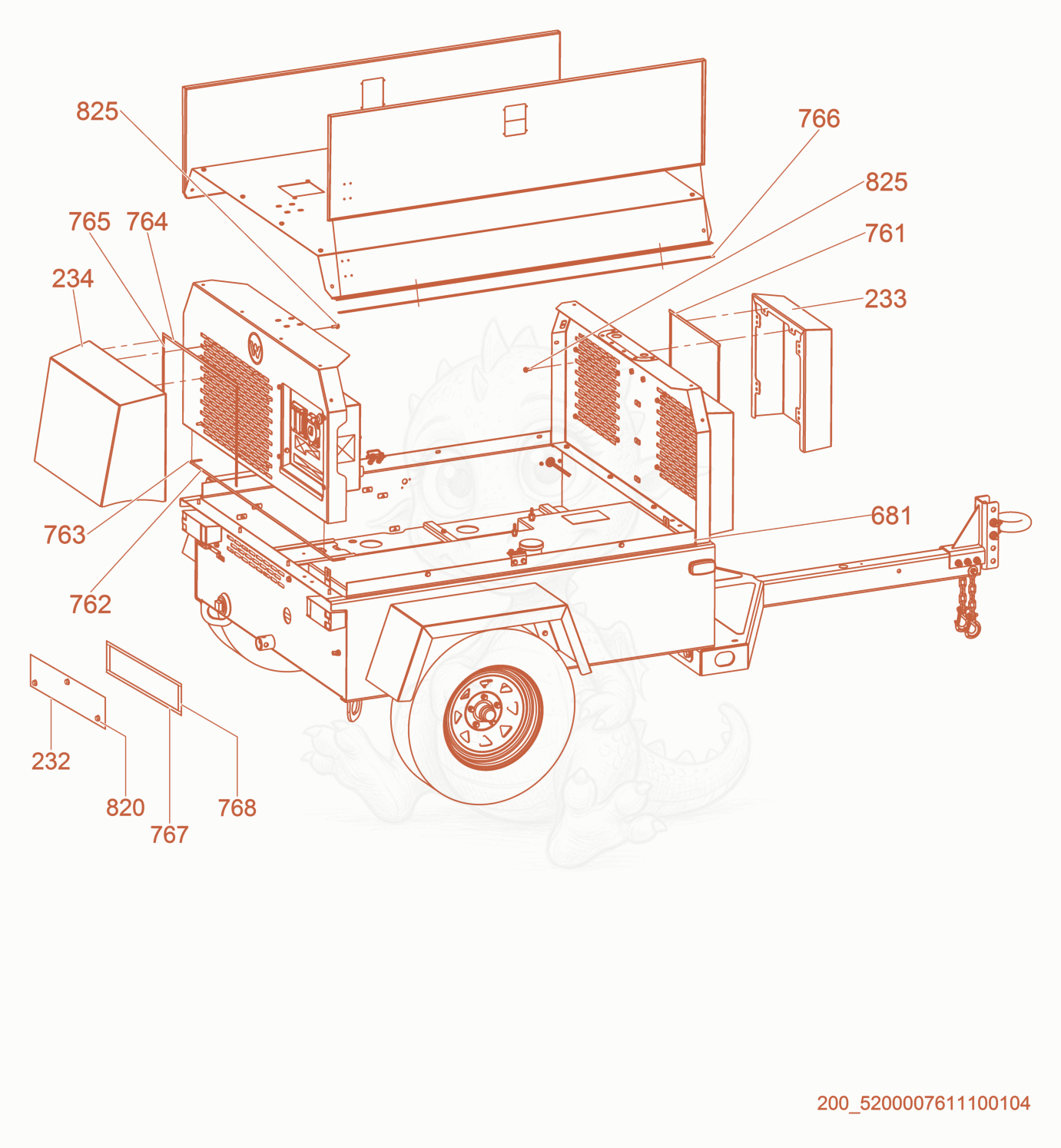 Exploded parts diagram of the Option-Cold Weather Shroud of a Wacker Neuson LTW20Z1, with numbered balloons