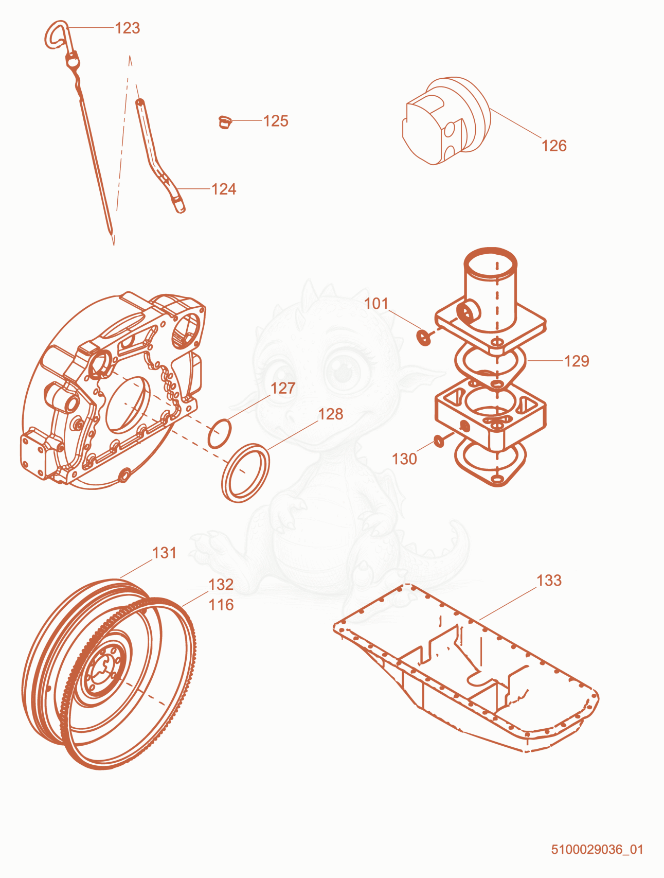 Exploded parts diagram of the Engine Components (2) of a Wacker Neuson HIF1200, with numbered balloons