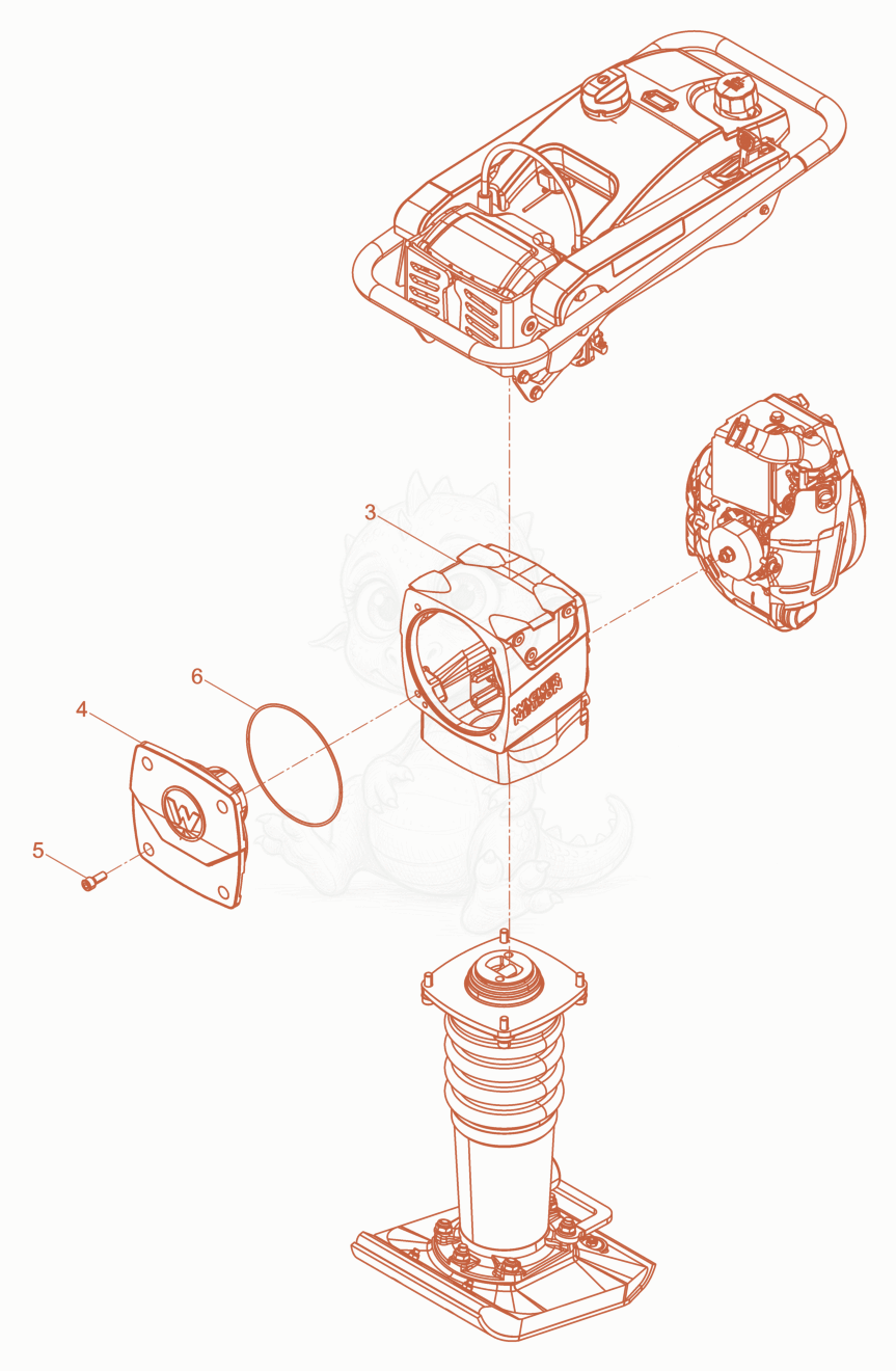 Despiece del Rammer de una máquina Wacker Neuson BS60-2PLUS11INUS, con globos numerados