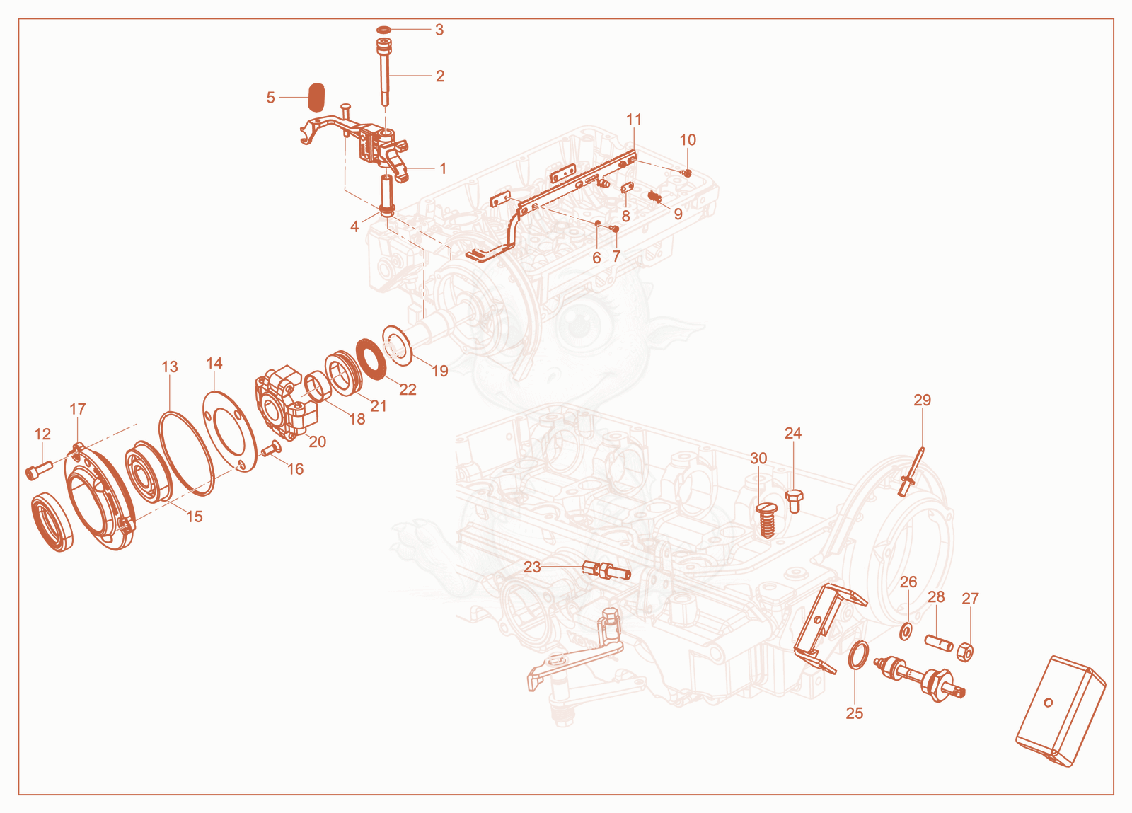 Exploded parts diagram of the Speed Governor of a Wacker Neuson RT-SC4, with numbered balloons