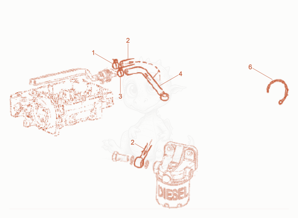 Despiece del Fuel Pipes de una máquina Wacker Neuson DPU90RLEM770US, con globos numerados