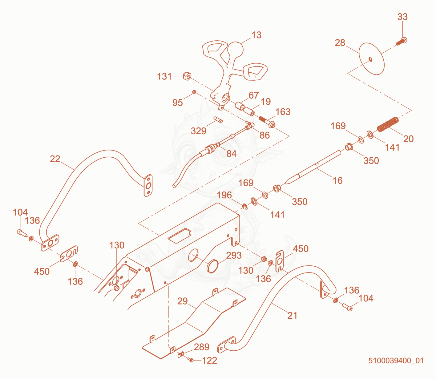 Exploded parts diagram of the Upper Handle cpl. of a Wacker Neuson RD7YE, with numbered balloons