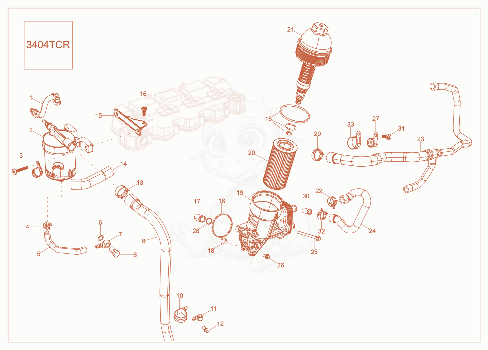 Exploded parts diagram of the Oil Filter of a Wacker Neuson ST35(S06-4), with numbered balloons