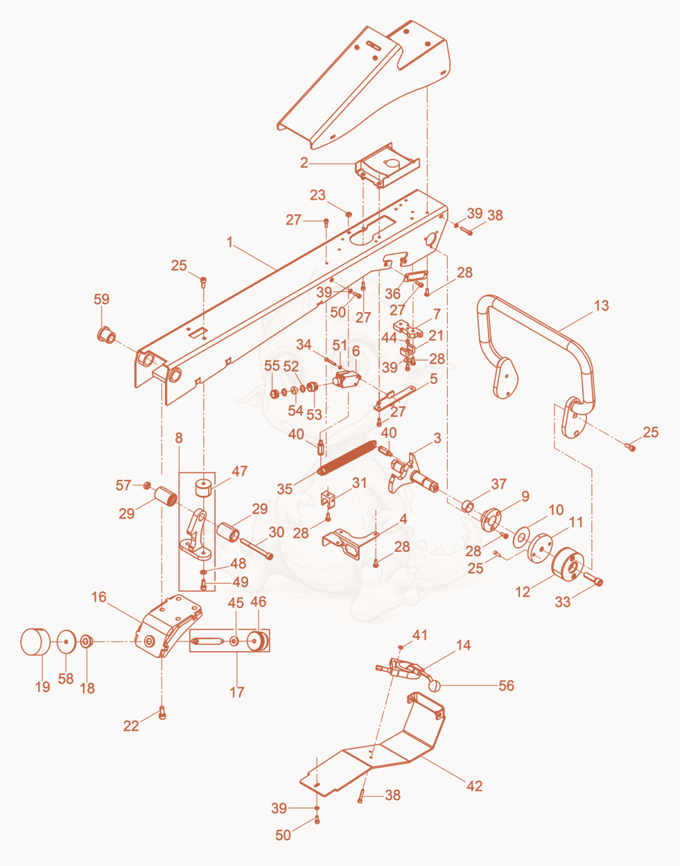 Exploded parts diagram of the Center Pole cpl. of a Wacker Neuson DPU100-70LES, with numbered balloons
