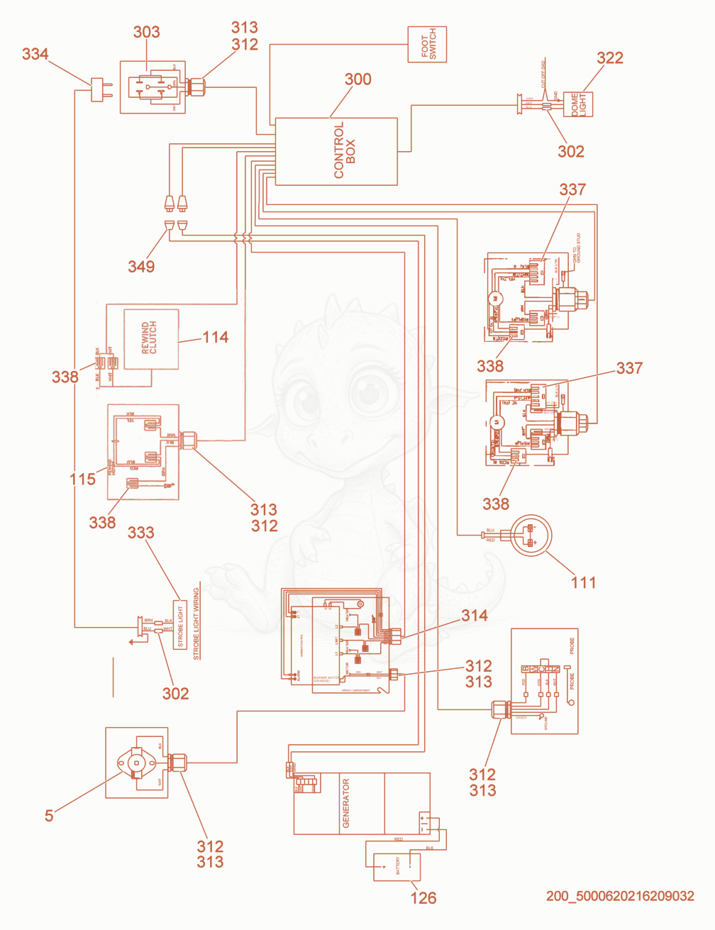 Exploded parts diagram of the Wiring Harness/Main of a Wacker Neuson E3000ES, with numbered balloons
