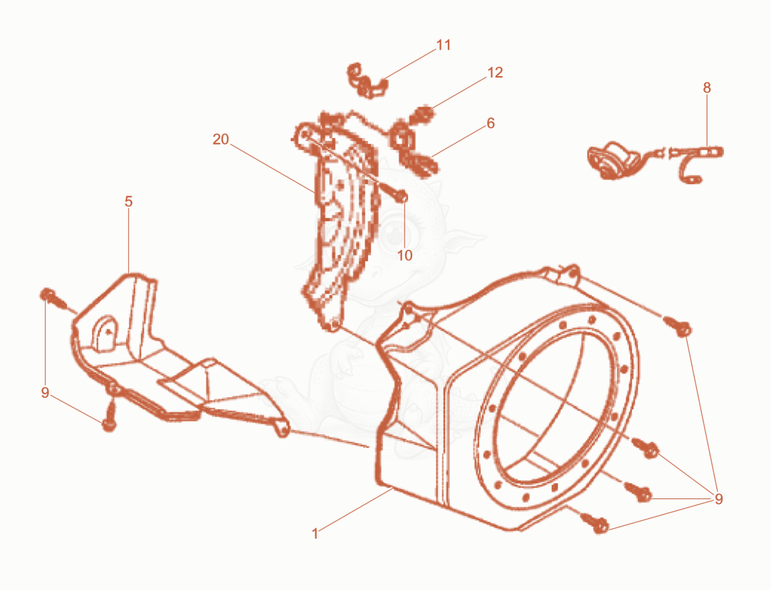 Exploded parts diagram of the Fan hood of a Wacker Neuson BPU2540ACN, with numbered balloons