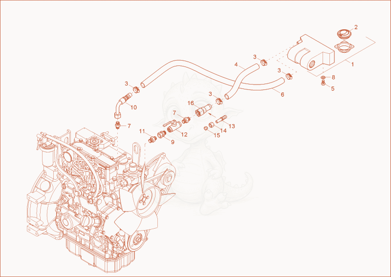 Exploded parts diagram of the heating of a Wacker Neuson 2404, with numbered balloons
