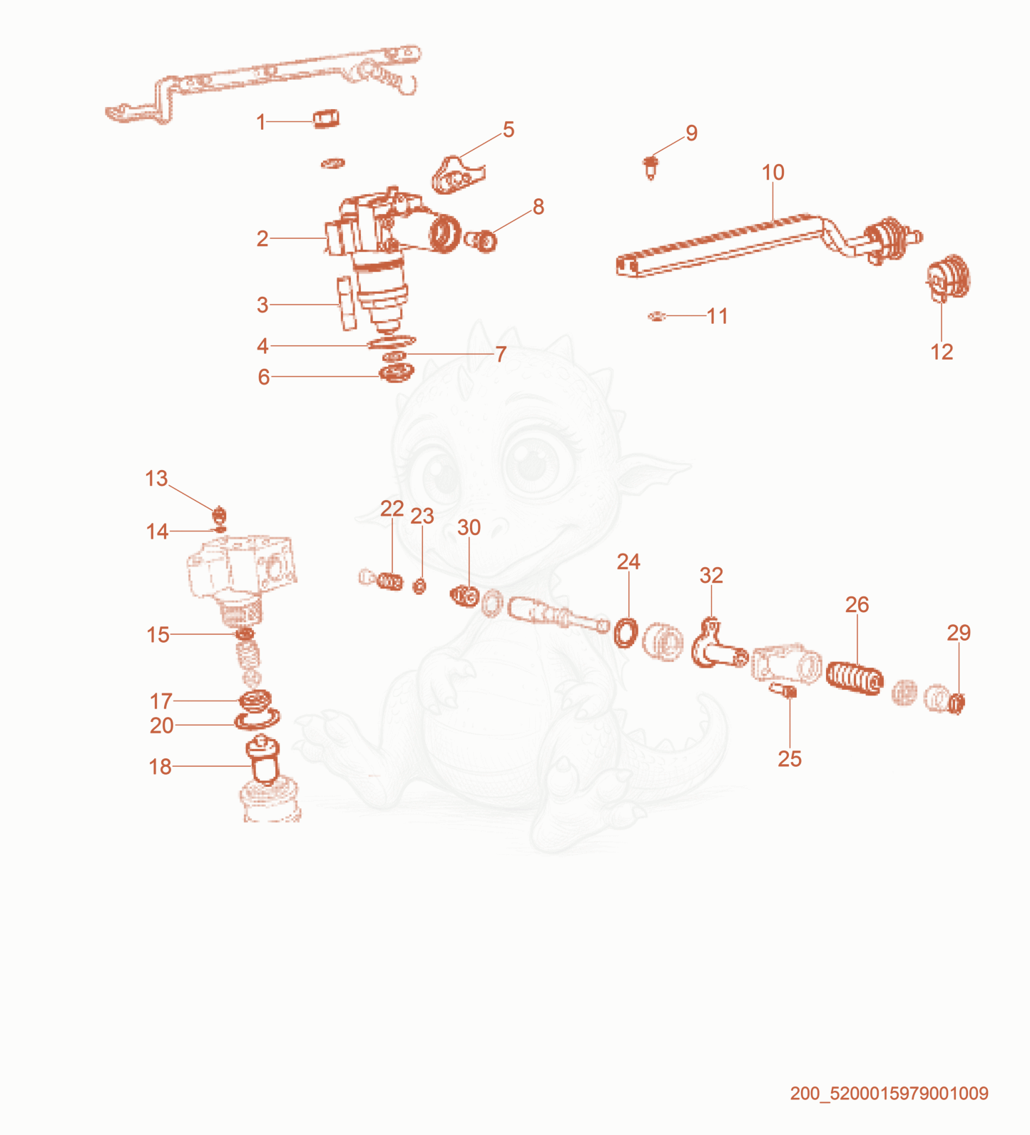 Exploded parts diagram of the Fuel Injection System of a Wacker Neuson RTL82-SC3, with numbered balloons