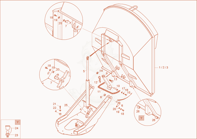 Exploded parts diagram of the skip of a Wacker Neuson 2001, with numbered balloons