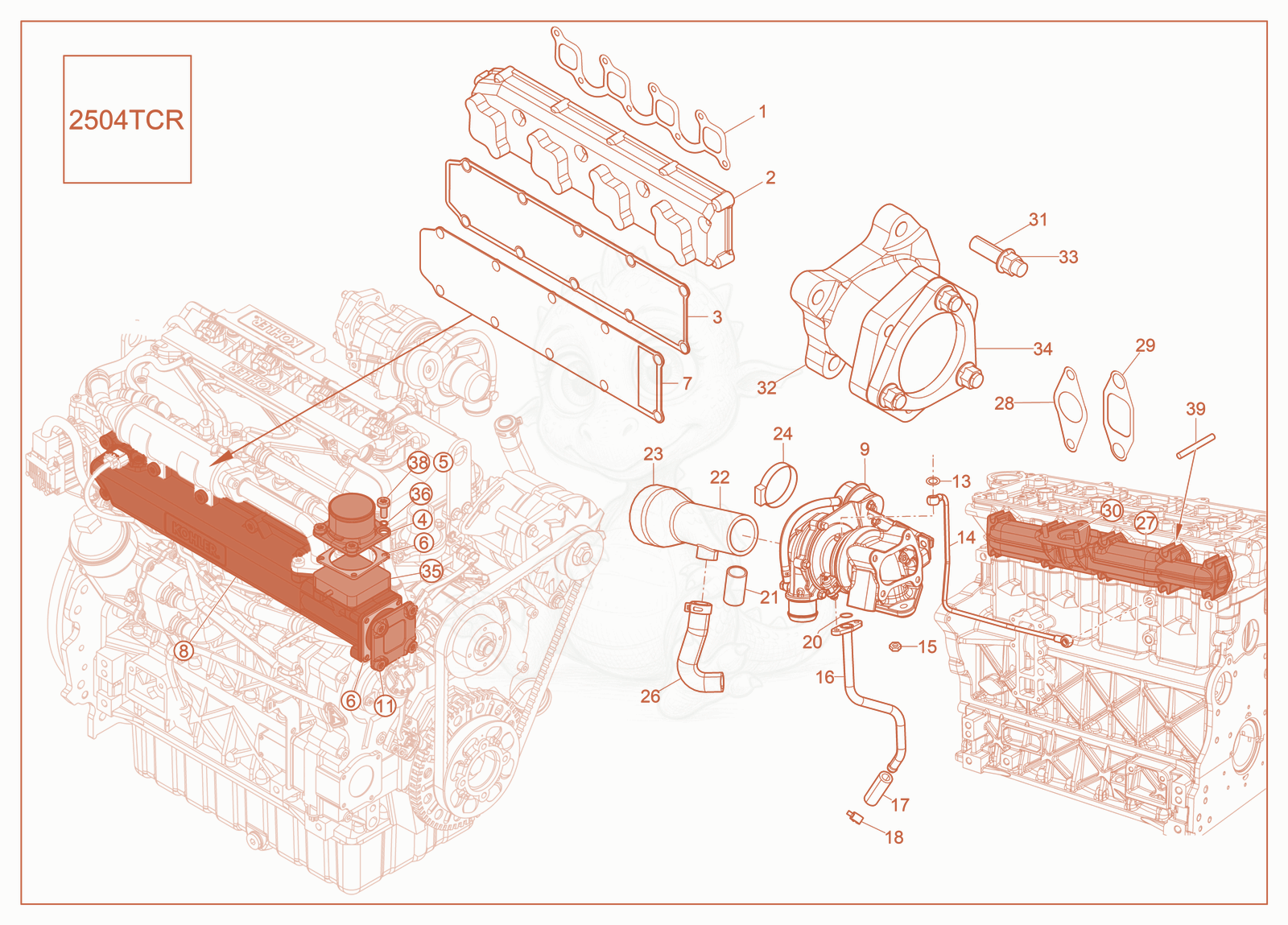 Exploded parts diagram of the Intake/Exhaust of a Wacker Neuson ST27, with numbered balloons