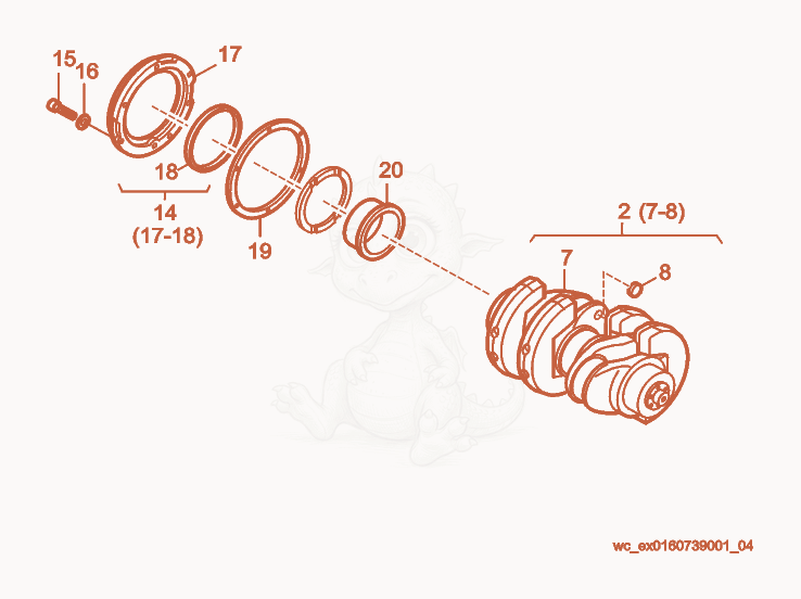 Exploded parts diagram of the Crankshaft of a Wacker Neuson RD25, with numbered balloons