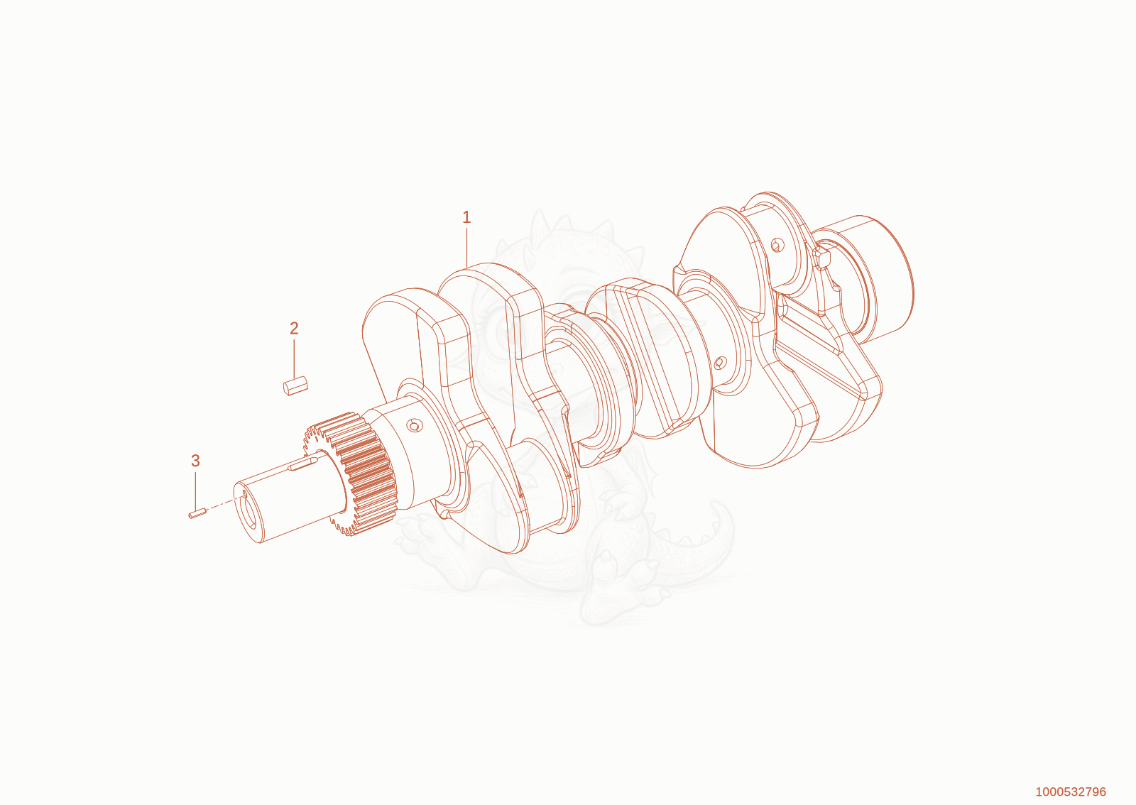 Exploded parts diagram of the crank shaft of a Wacker Neuson WL950(A05-01), with numbered balloons