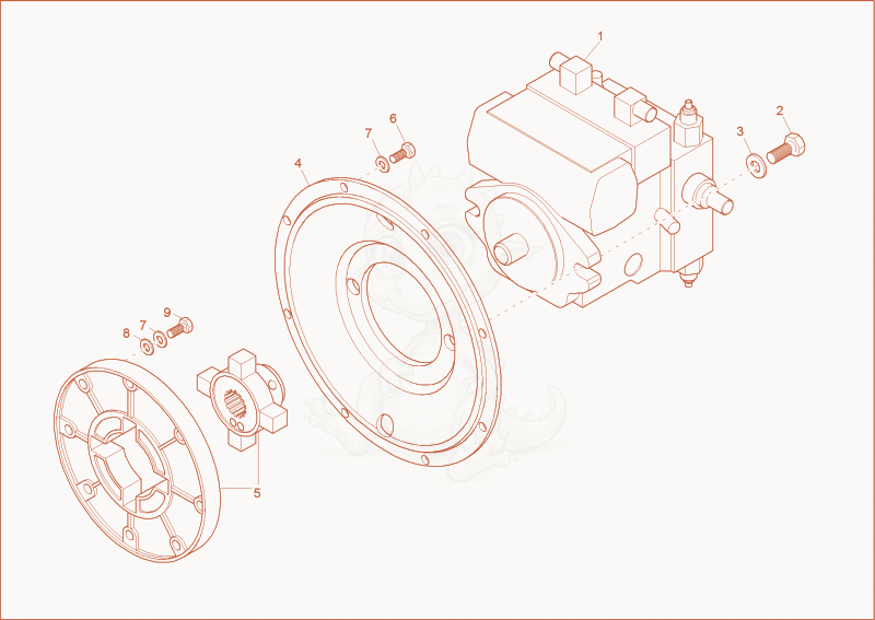 Exploded parts diagram of the HYDRAULIC PUMP DRIVE of a Wacker Neuson 4500/7002, with numbered balloons