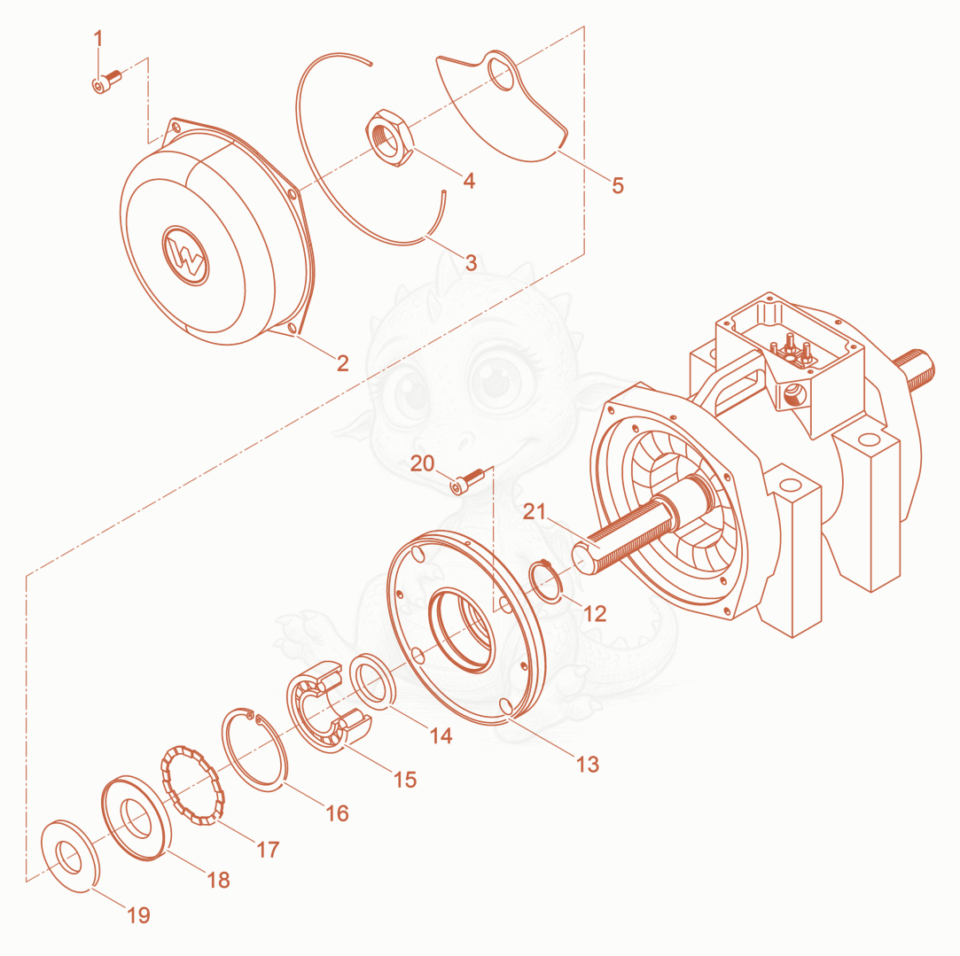 Exploded parts diagram of the External Vibrator cpl. of a Wacker Neuson AR75/6/115, with numbered balloons
